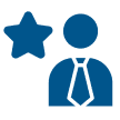 Mask group-2 Blue star and businessman icon.